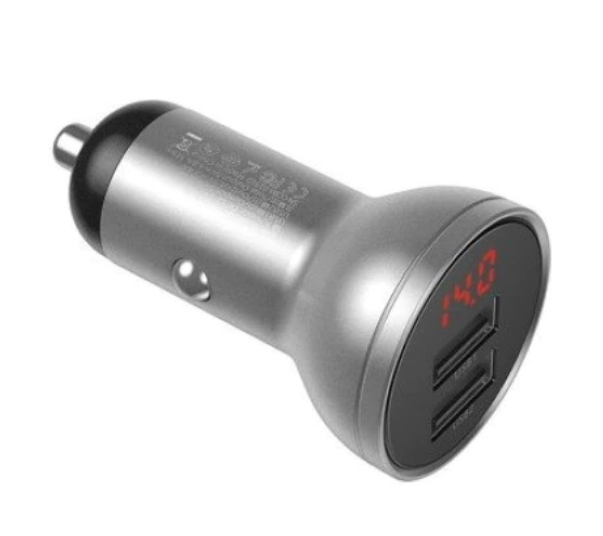 Incarcator Auto Baseus Digital Display 2 x USB total output 24W afisaj digital Argintiu thumb