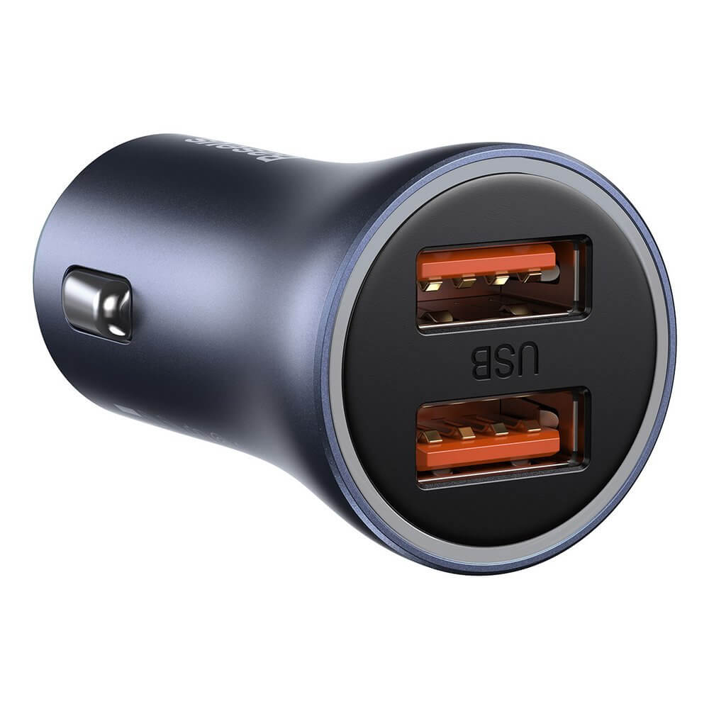 Incarcator Auto Baseus Golden Contactor 2 x USB total output 40W include Cablu USB la USB Type-C de 1m Gri thumb