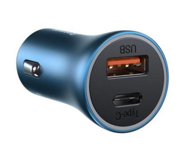 Incarcator Auto Baseus Golden Contactor Pro 1 x USB si 1 x USB Type-C total output 40W Albastru thumb