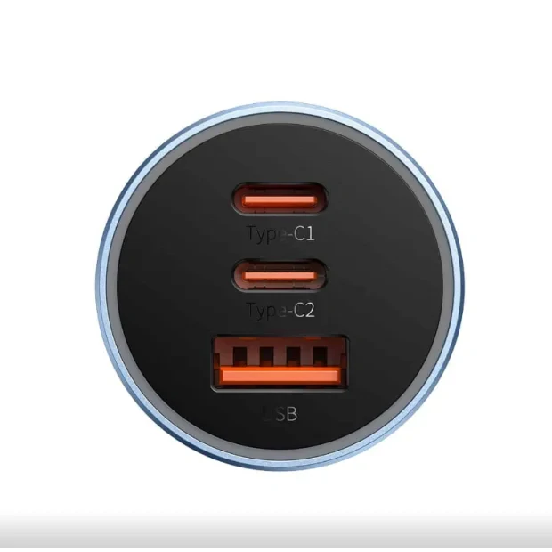 Incarcator Auto Baseus Golden Contactor Pro Quick Charge 65W 1 x USB si 2 x USB Type-C Gri