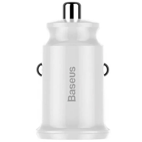 Incarcator Auto Baseus Grain 2 x USB 5V/3.1A Alb