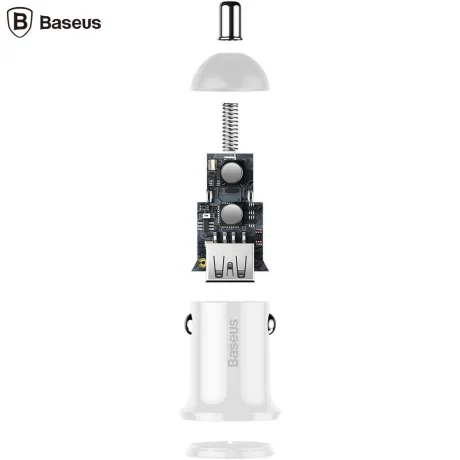 Incarcator Auto Baseus Grain Pro 2 x USB 5V/4.8A Alb