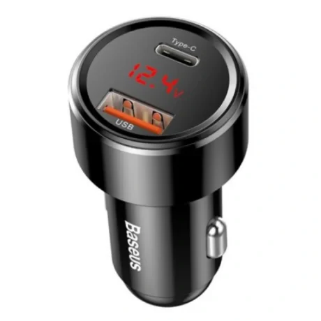 Incarcator Auto Baseus Magic Series PPS 1 x USB si 1 x USB Type-C total output 45W 6A afisaj digital Negru