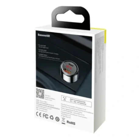 Incarcator Auto Baseus Magic Series PPS 1 x USB si 1 x USB Type-C total output 45W 6A afisaj digital Negru