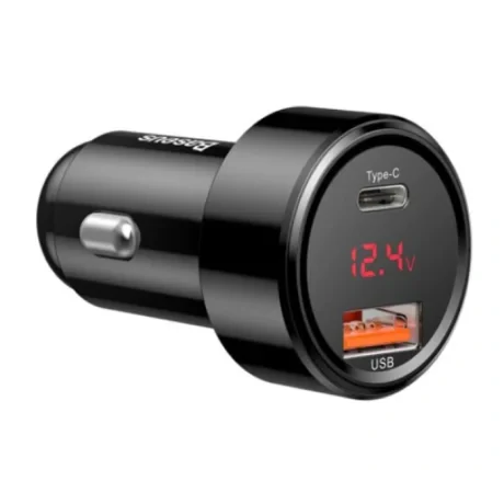 Incarcator Auto Baseus Magic Series PPS 1 x USB si 1 x USB Type-C total output 45W 6A afisaj digital Negru