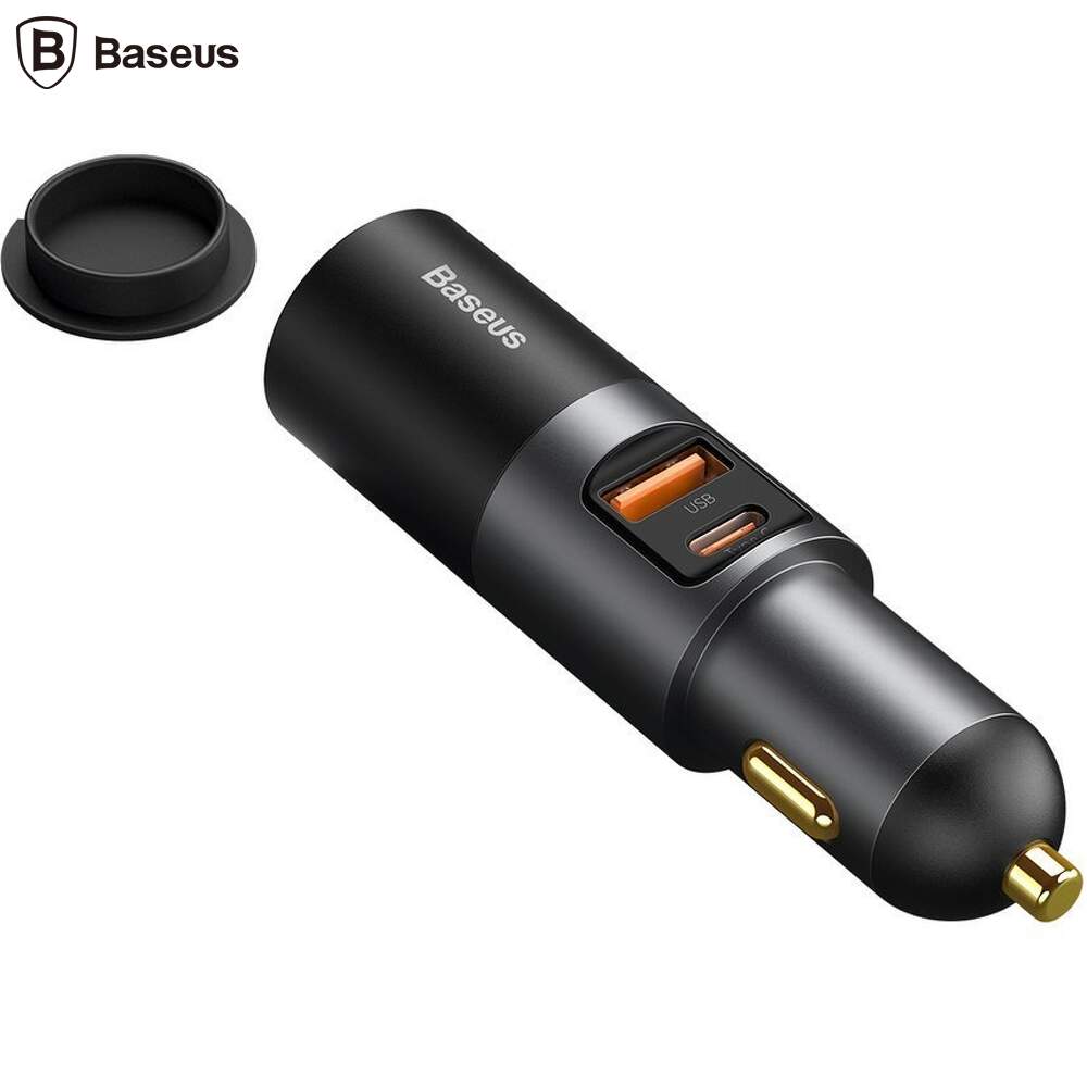 Incarcator Auto Baseus Share Together 1 x USB Output 1 x USB Type-C 5V/3A si 1 x bricheta auto 60W total output 120W Gri thumb