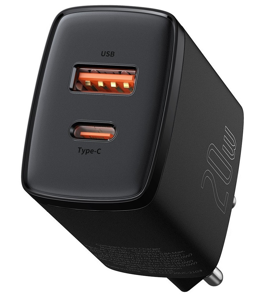 Incarcator Retea Baseus Compact Quick Charge 20W 1 x USB Type-C 1 x USB 5V/3A Negru thumb