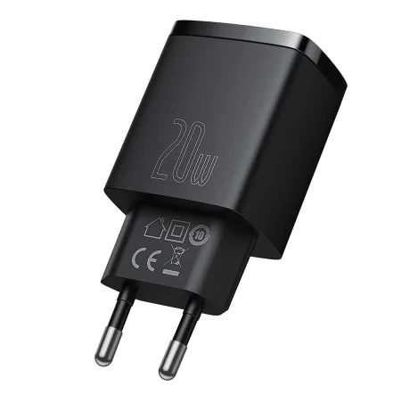 Incarcator Retea Baseus Compact Quick Charge 20W 1 x USB Type-C 1 x USB 5V/3A Negru