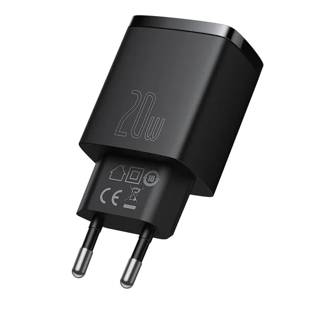 Incarcator Retea Baseus Compact Quick Charge 20W 1 x USB Type-C 1 x USB 5V/3A Negru