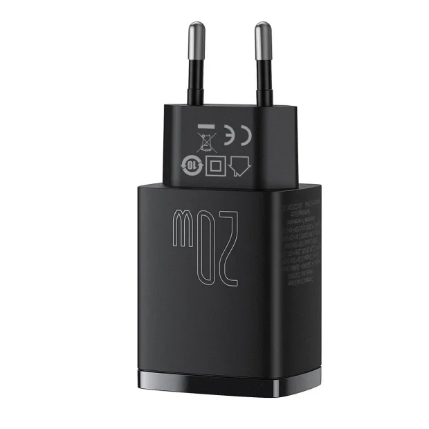 Incarcator Retea Baseus Compact Quick Charge 20W 1 x USB Type-C 1 x USB 5V/3A Negru