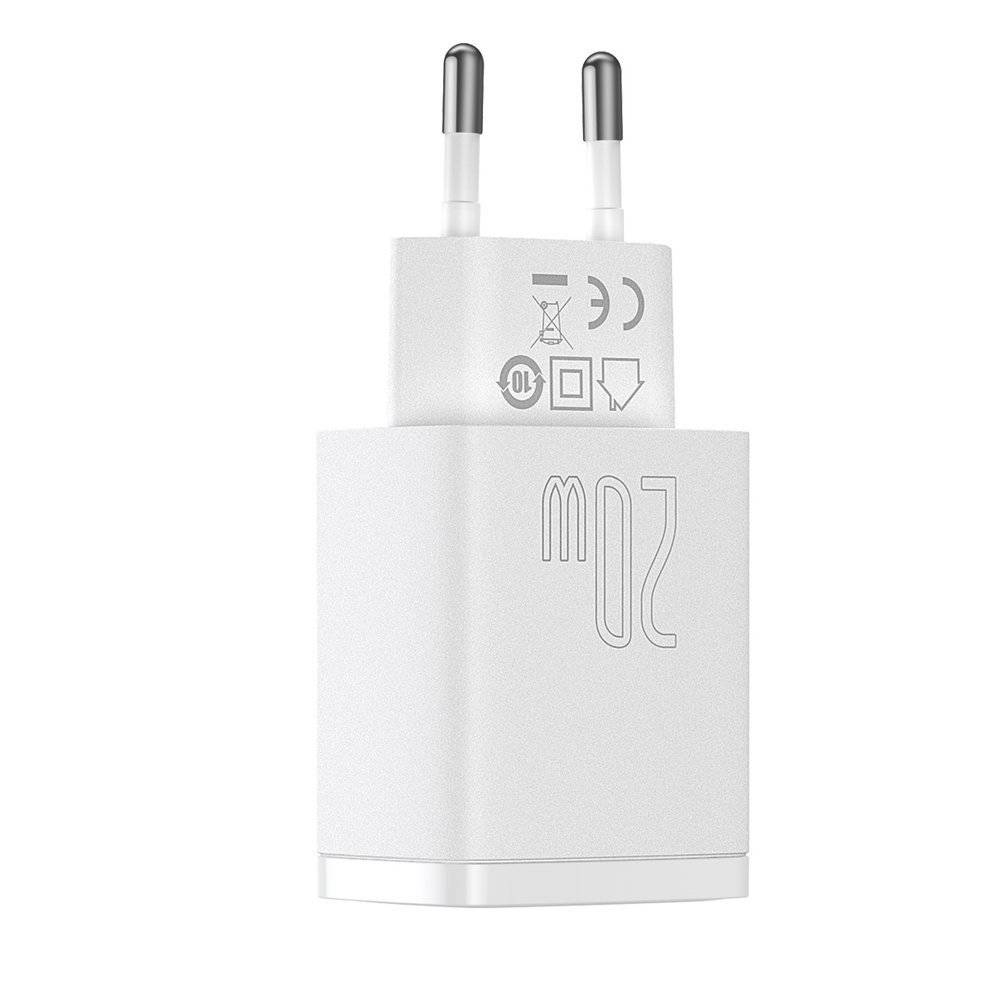 Incarcator Retea Baseus Compact Quick Charge 20W 1 x USB Type-C si 1 x USB 5V/3A Alb thumb