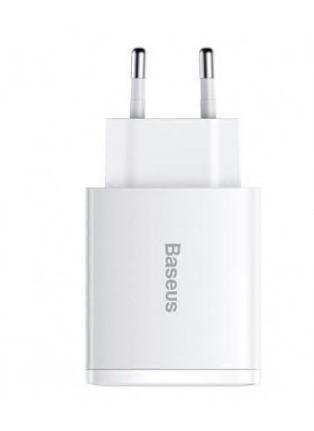 Incarcator Retea Baseus Compact Quick Charge 30W 2 x USB 1 x USB Type-C 5V/3A Alb thumb