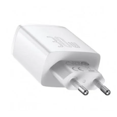 Incarcator Retea Baseus Compact Quick Charge 30W 2 x USB 1 x USB Type-C 5V/3A Alb