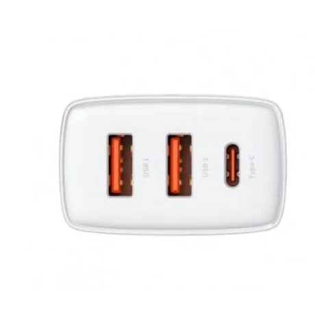 Incarcator Retea Baseus Compact Quick Charge 30W 2 x USB 1 x USB Type-C 5V/3A Alb