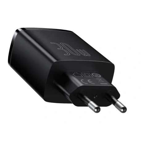 Incarcator Retea Baseus Compact Quick Charge 30W 2 x USB Type-C 1 x USB 5V/3A Negru
