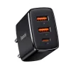 Incarcator Retea Baseus Compact Quick Charge 30W 2 x USB Type-C 1 x USB 5V/3A Negru