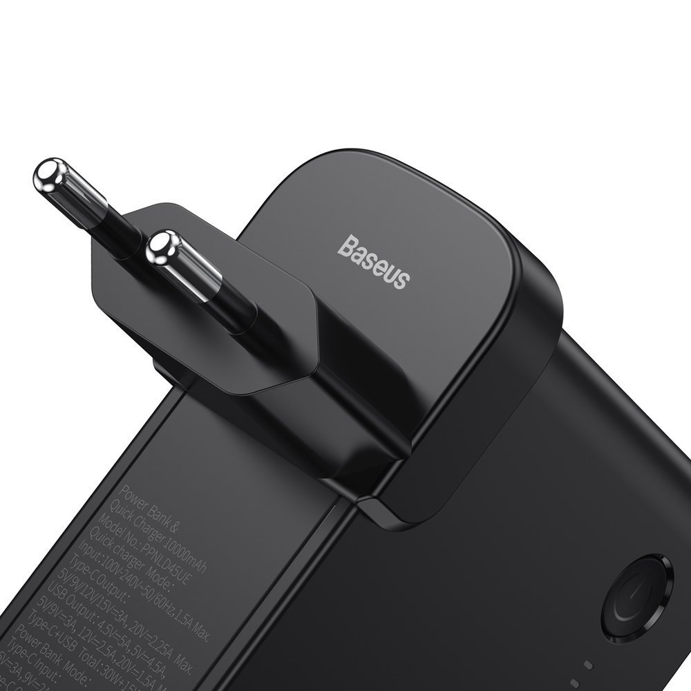 Incarcator Retea Baseus GaN Power Station 45W 1 x USB Type-C - 1 x USB 5V/3A Powerbank de 10000mAh include Cablu USB Type-c la USB Type-C 1m Negru thumb