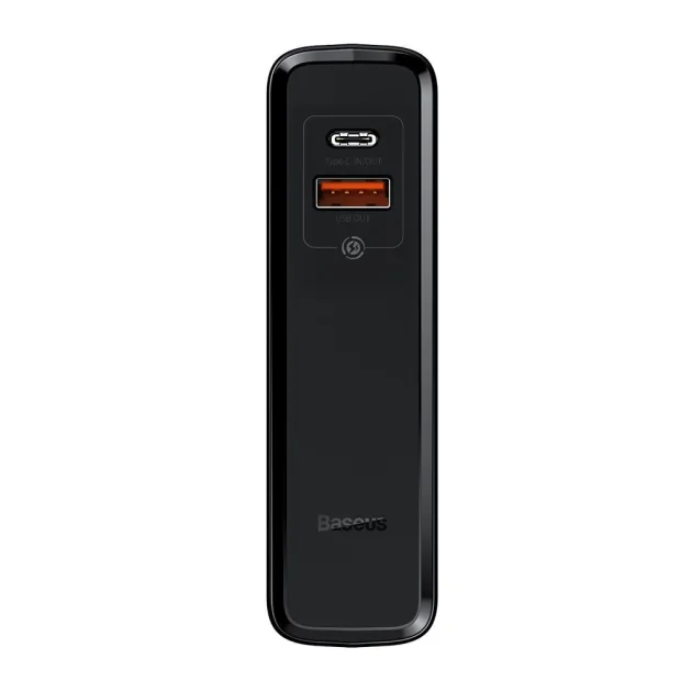 Incarcator Retea Baseus GaN Power Station 45W 1 x USB Type-C - 1 x USB 5V/3A Powerbank de 10000mAh include Cablu USB Type-c la USB Type-C 1m Negru