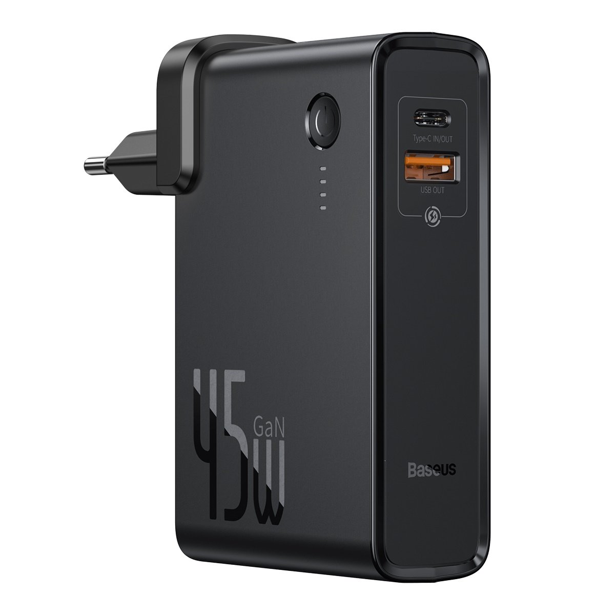 Incarcator Retea Baseus GaN Power Station 45W 1 x USB Type-C - 1 x USB 5V/3A Powerbank de 10000mAh include Cablu USB Type-c la USB Type-C 1m Negru thumb