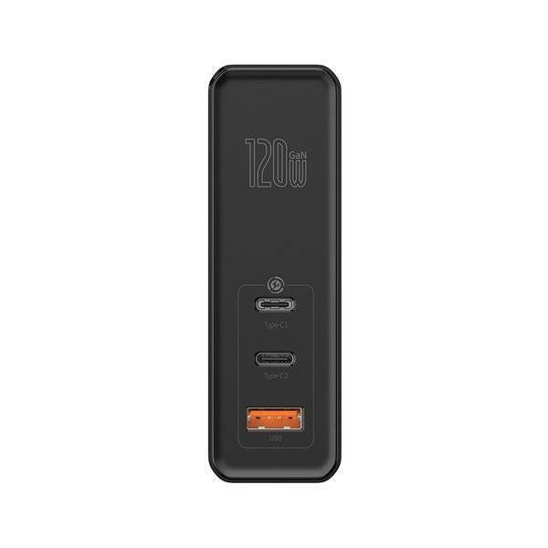 Incarcator Retea Baseus GaN2 Fast Charge 100W 2 x USB Type-C 1 x USB 5V/3A include Cablu USB Type-C la USB Type-C 1m Negru thumb