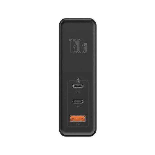 Incarcator Retea Baseus GaN2 Fast Charge 100W 2 x USB Type-C 1 x USB 5V/3A include Cablu USB Type-C la USB Type-C 1m Negru