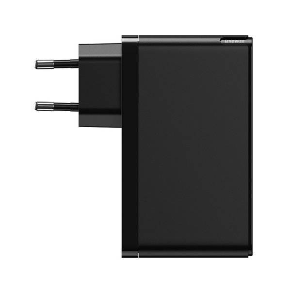 Incarcator Retea Baseus GaN2 Fast Charge 100W 2 x USB Type-C 1 x USB 5V/3A include Cablu USB Type-C la USB Type-C 1m Negru thumb
