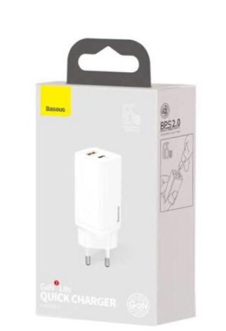 Incarcator Retea Baseus GaN2 Lite Quick Charge 65W 1 x USB - 1 x USB Type-C 5V/3A Alb thumb