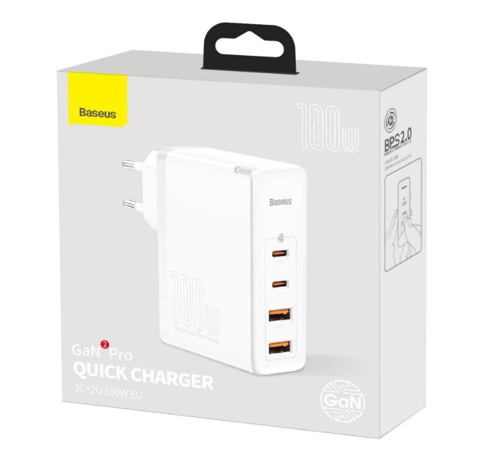 Incarcator Retea Baseus GaN2 Pro Quick Charge 100W 2 x USB 2 x USB Type-C Alb thumb