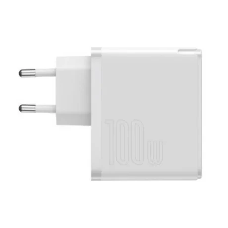 Incarcator Retea Baseus GaN2 Quick Charge 5 100W 1 x USB Type-C 5V/3A include Cablu USB Type-C la USB Type-C 1.5m Alb