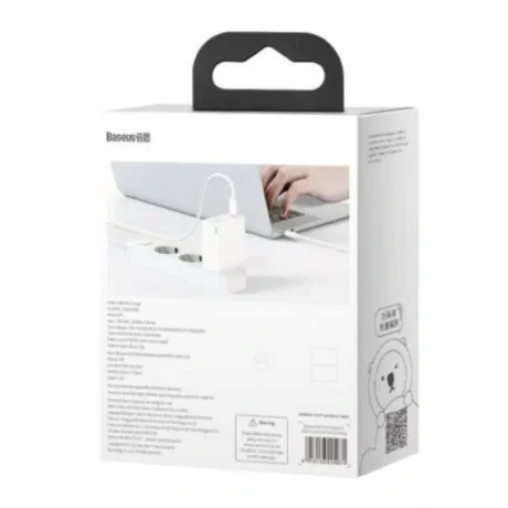 Incarcator Retea Baseus GaN2 Quick Charge 5 100W 1 x USB Type-C 5V/3A include Cablu USB Type-C la USB Type-C 1.5m Alb