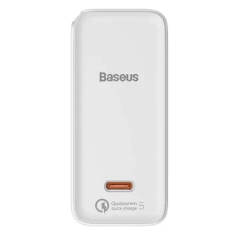 Incarcator Retea Baseus GaN2 Quick Charge 5 100W 1 x USB Type-C 5V/3A include Cablu USB Type-C la USB Type-C 1.5m Alb