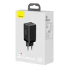 Incarcator Retea Baseus GaN3 Pro Quick Charge 65W 2 x USB Type-C 1 x USB 5V/3A include Cablu USB Type-C la USB Type-C 1m Negru