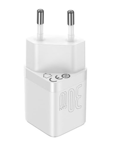Incarcator Retea Baseus GaN3 Quick Charge 30W 1 x USB Type-C 5V/3A Alb thumb