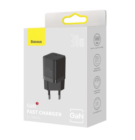 Incarcator Retea Baseus GaN3 Quick Charge 30W 1 x USB Type-C 5V/3A Negru thumb