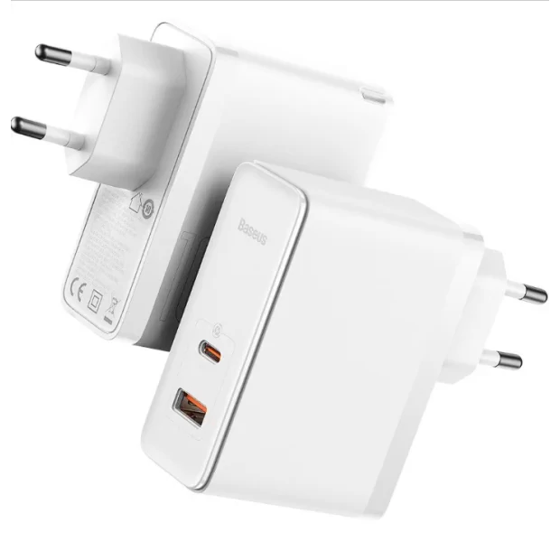 Incarcator Retea Baseus GaN5 Pro Quick Charge 100W 1 x USB 1 x USB Type-C include Cablu USB Type-C la USB Type-C 1m Alb