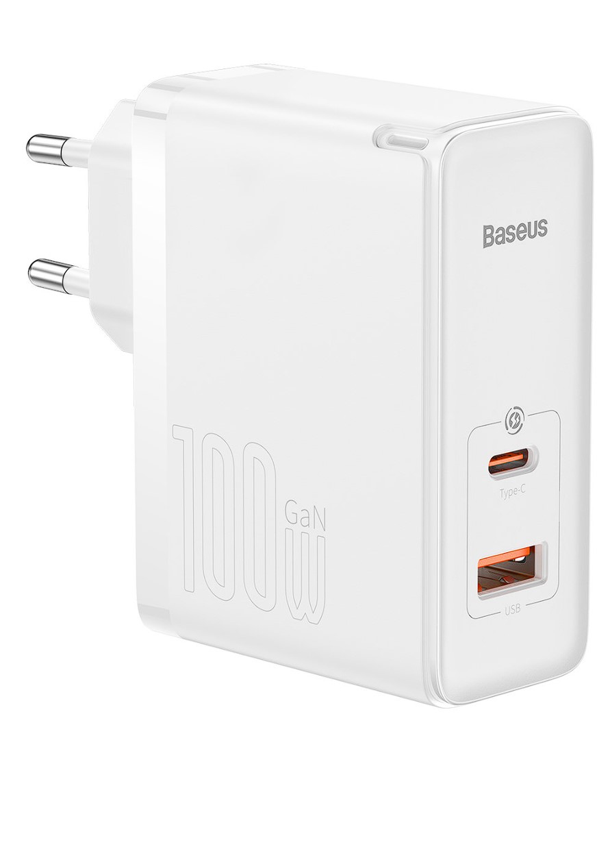 Incarcator Retea Baseus GaN5 Pro Quick Charge 100W 1 x USB 1 x USB Type-C include Cablu USB Type-C la USB Type-C 1m Alb thumb