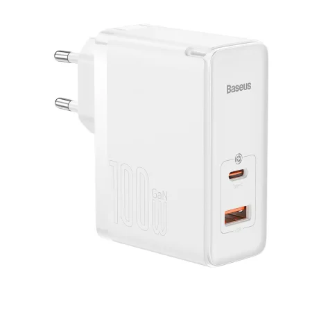 Incarcator Retea Baseus GaN5 Pro Quick Charge 100W 1 x USB 1 x USB Type-C include Cablu USB Type-C la USB Type-C 1m Alb
