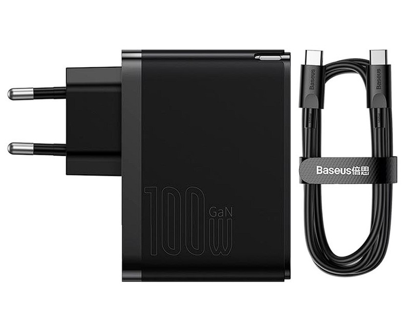 Incarcator Retea Baseus GaN5 Pro Quick Charge 100W 1 x USB 1 x USB Type-C include Cablu USB Type-C la USB Type-C 1m Negru thumb