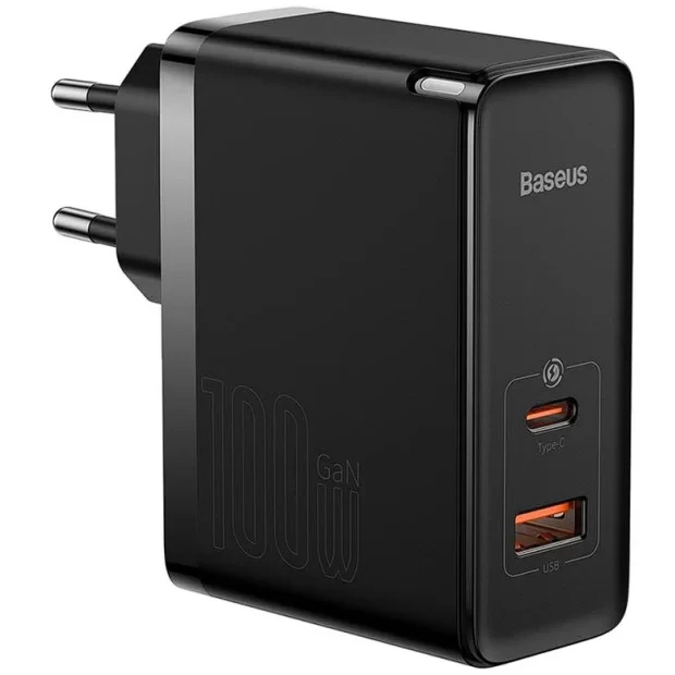 Incarcator Retea Baseus GaN5 Pro Quick Charge 100W 1 x USB 1 x USB Type-C include Cablu USB Type-C la USB Type-C 1m Negru