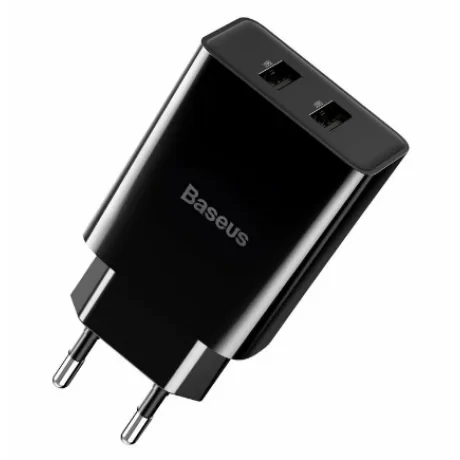 Incarcator Retea Baseus Speed Mini Dual U Travel 2 x USB 5V/2.1A include Cablu USB la Lightning Iphone 1m Negru