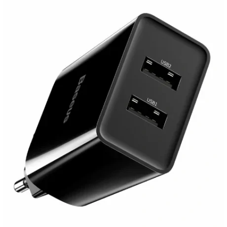 Incarcator Retea Baseus Speed Mini Dual U Travel 2 x USB 5V/2.1A include Cablu USB la Lightning Iphone 1m Negru