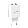 Incarcator Retea Baseus Speed Mini Quick Charge 10.5W 2 x USB 5V/2.1A Alb