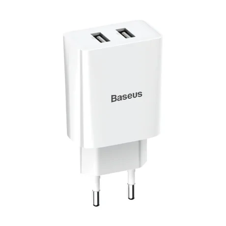 Incarcator Retea Baseus Speed Mini Quick Charge 10.5W 2 x USB 5V/2.1A Alb