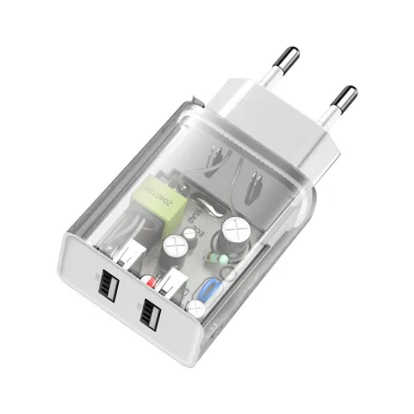 Incarcator Retea Baseus Speed Mini Quick Charge 10.5W 2 x USB 5V/2.1A Alb