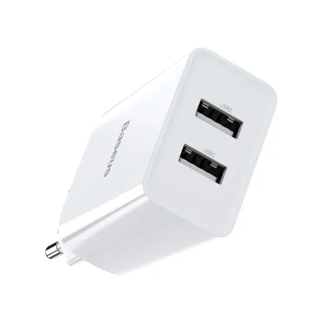 Incarcator Retea Baseus Speed Mini Quick Charge 10.5W 2 x USB 5V/2.1A Alb