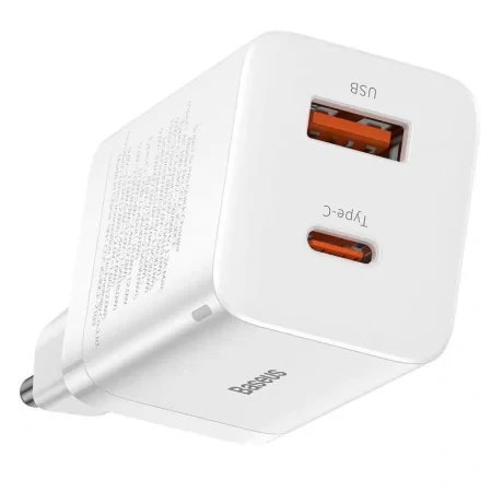 Incarcator Retea Baseus Super Si Pro Quick Charge 30W 1 x USB - 1 x USB Type-C 5V/3A Alb