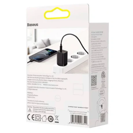 Incarcator Retea Baseus Super Si Pro Quick Charge 30W 1 x USB - 1 x USB Type-C 5V/3A Negru