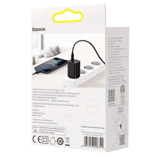 Incarcator Retea Baseus Super Si Pro Quick Charge 30W 1 x USB - 1 x USB Type-C 5V/3A Negru