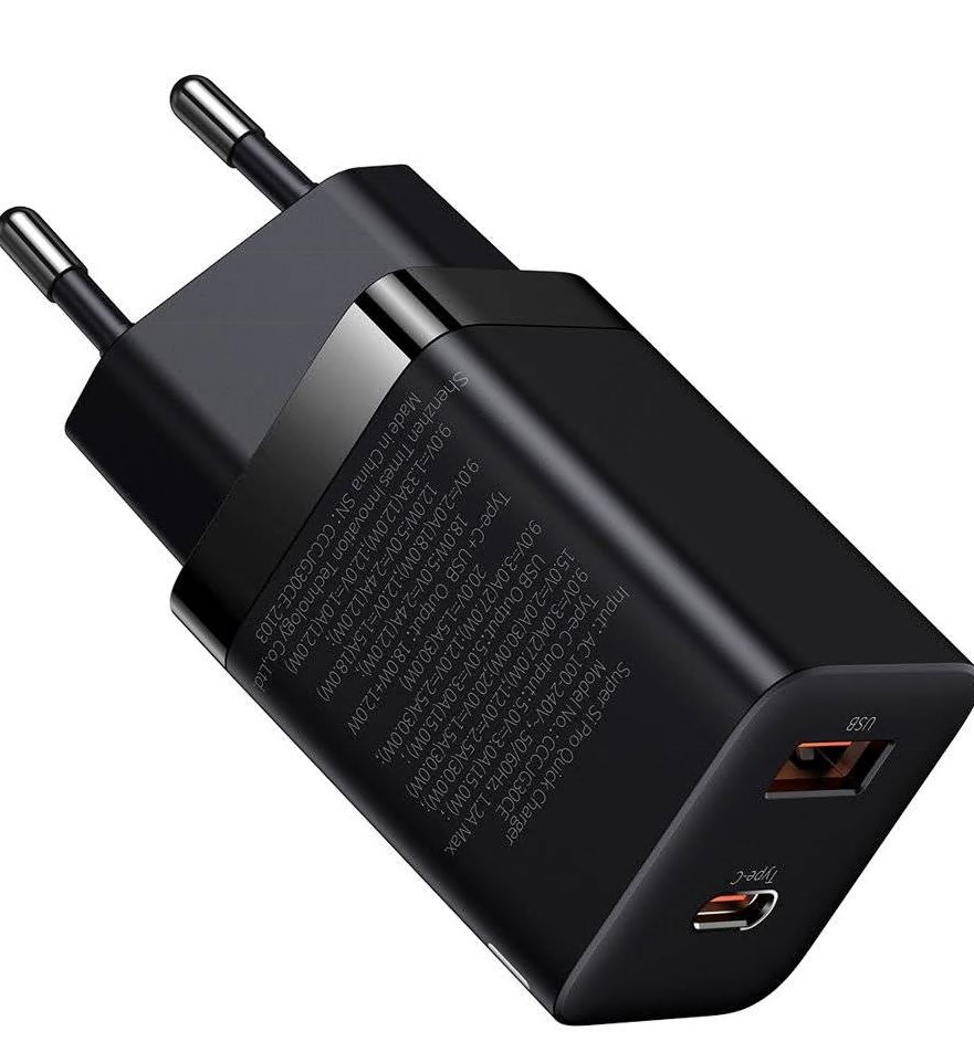 Incarcator Retea Baseus Super Si Pro Quick Charge 30W 1 x USB - 1 x USB Type-C 5V/3A Negru thumb