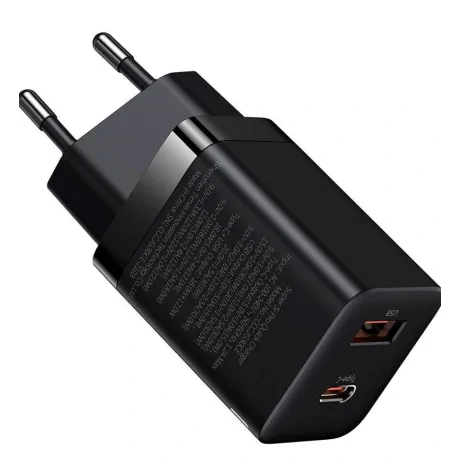 Incarcator Retea Baseus Super Si Pro Quick Charge 30W 1 x USB - 1 x USB Type-C 5V/3A Negru